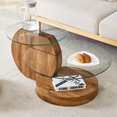thumbnail image 3 of Modern Minimalist Tempered Glass Coffee Table,Transparent-Wood, 3 of 22