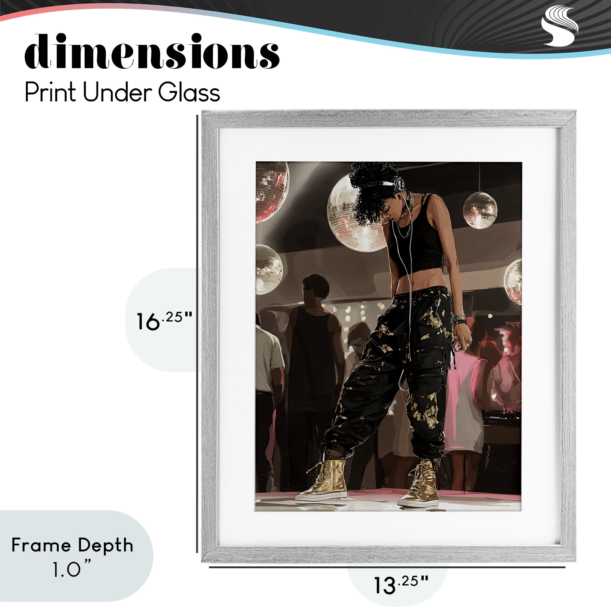 Stupell Industries Silent Disco Lone Dancer Gray Framed Print Under Glass, design by Franklyn Gregory