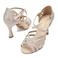 thumbnail image 4 of XYD Women Sandals Sparkling Rhinestones Buckle Strappy D'Orsay Mid Heels Open Toe Bridal Evening Fancy Shoes Size 4 Blush Pink, 4 of 4