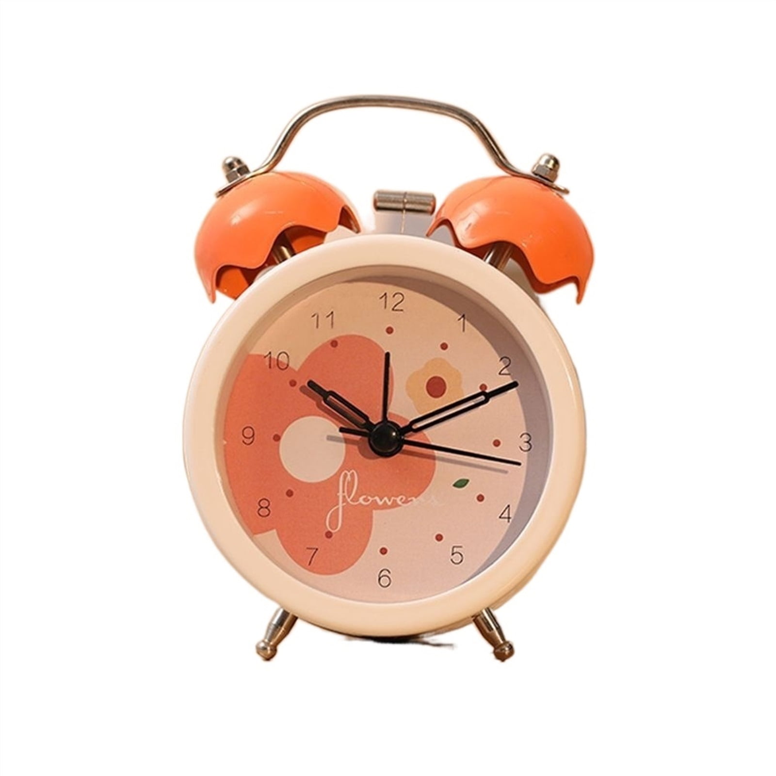 Retro Metal Alarm Clock Silent Movement Night Light for Bedroom
