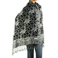 thumbnail image 3 of Falari Women's Reversible Paisley Woven Pashmina Shawl Wrap Scarf 80" x 27" Black/White, 3 of 3