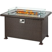 JULY'S SONG Propane Fire Pit Table with Wind Guard,Black 27" H x 43" W