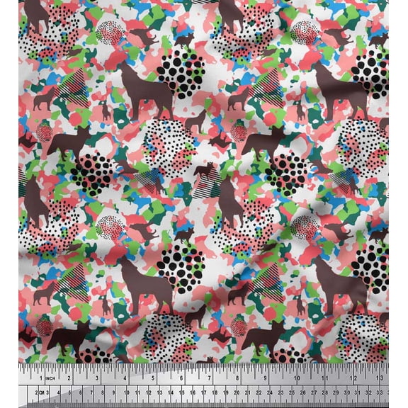 Soimoi Viscose Chiffon Fabric Dot,Camouflage Texture & Wolf Animal Printed Fabric 1 Yard 42 Inch Wide
