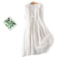 thumbnail image 3 of CHOK Robes Printemps Été pour Femmes 2024 Manches Longues Coton Lin Robe Longue Décontractée Confortable Ceinture Fluide, 3 of 5