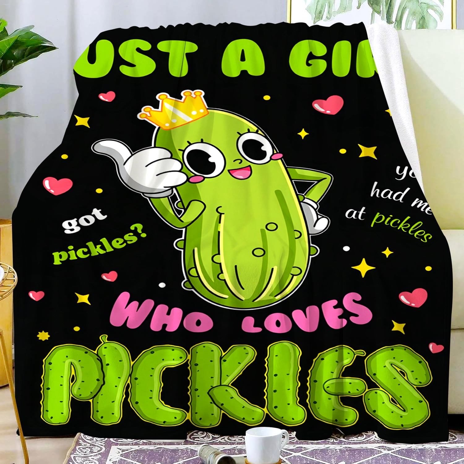 Pickle Blankets Gifts Gifts for Pickle Lovers Stuff Pickles Blanket Throw Plush Cozy Soft Flannel Bedding Pickles Gifts for Women Adults Sofa Couch Bed Room Decor 50"X40"