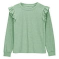 thumbnail image 5 of QUOTAY Girls Long Sleeve Blouse Top with Lace Trim Fashionable Fall Winter Tunic Shirt for Big Kids and Tweens Age 4 to 12 Years Green,140, 5 of 7