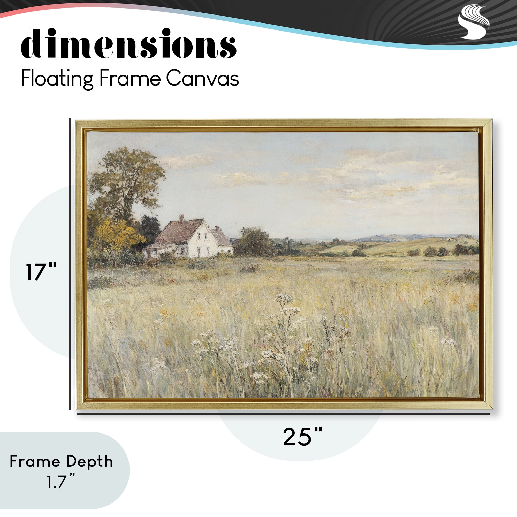 Stupell Industries Country Living in Golden Meadow Gold Framed Floater Canvas Wall Art, design by Petal Prints Design