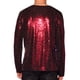 thumbnail image 3 of INSPIRE CHIC Camisetas para hombres con cuello redondo de manga larga, ajuste regular, 2XL, rojas, con lentejuelas brillantes, 3 of 6