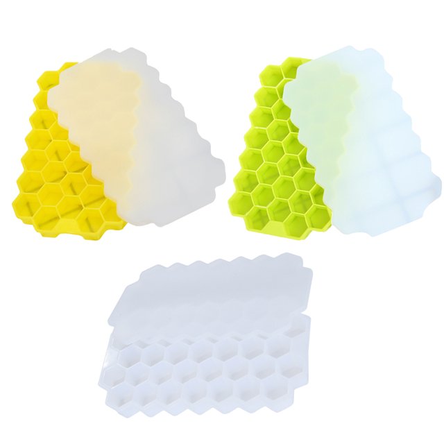 Bandeja para hielo Bandeja para hielo de silicona elástica de 3 piezas, fácil de quitar, con tapa extraíble a prueba de derrames.