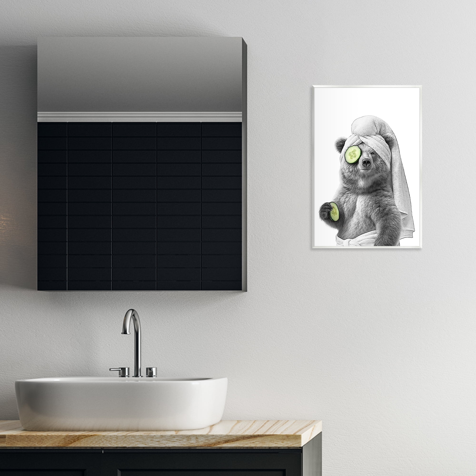Stupell Industries Fun Bear Face Mask Typography Painting Unframed Art Print Wall Art, 13 x 19