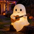 thumbnail image 5 of USB Guitar Ghost Lighted Figurine, 5.12 x 4.72 In White Cute Halloween Desk Ornament for Study Bedroom Home Decor and Gifts, 5 of 9
