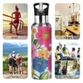 thumbnail image 5 of Insulated Stainless Steel Sports Water Bottle With Straw and Handle,Retro Color Style Ideal for Outdoor Use 600 ml Colored Pencil Drawing, 5 of 7