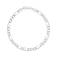 thumbnail image 3 of Solid 925 Sterling Silver 5mm Flat Figaro Link Chain Necklace 22” Italy, All Ages Unisex, MST, 3 of 9