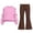 Coffee, variant on Enjoytime Girls' Clothing Sets Long Sleeve Bow Crew Neck Sweatshirt Flare Pants 2 Piece Outfits Fashion Fall Winter Clothing Set