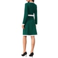 thumbnail image 3 of INSPIRE CHIC Women's Work A-Line Dress Long Sleeve Contrast Color Dresses S Dark Green, 3 of 5