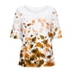thumbnail image 4 of Tops de Lino para Mujeres Imprimir Suéter Cuello Redondo Manga Corta Superior Poliéster, Blusa de Moda Casual para la Primavera Y el Verano, 4 of 5