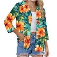 thumbnail image 6 of Horkkom Short Sleeve Tops for Women V Neck Floral Print Button Down Shirts Spring Summer Loose Casual Tops XXL, 6 of 6