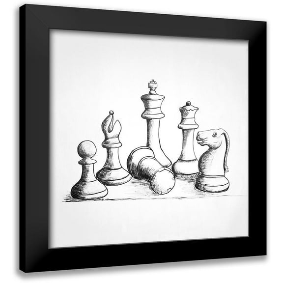 Atelier B Art Studio 12x12 Black Modern Framed Museum Art Print Titled - CHESS GAME PIECES