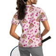 thumbnail image 2 of COEQINE Women Short Sleeve Golf Shirts Quick Dry Fit Lightweight Golf Tops Sloth Bow and Heart Pink Print V Neck 1/4 Zip Tennis Activewear for Valentine's Day, S, 2 of 7
