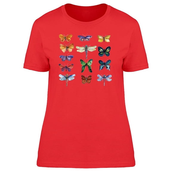 Colorful Watercolor Butterflies T-Shirt Women -Image by Shutterstock, Female Medium