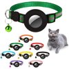 Airtag Cat Collar Breakaway, Reflective Collars with Apple Air Tag GPS Holder and Bell for Kittens and Puppies (Green)