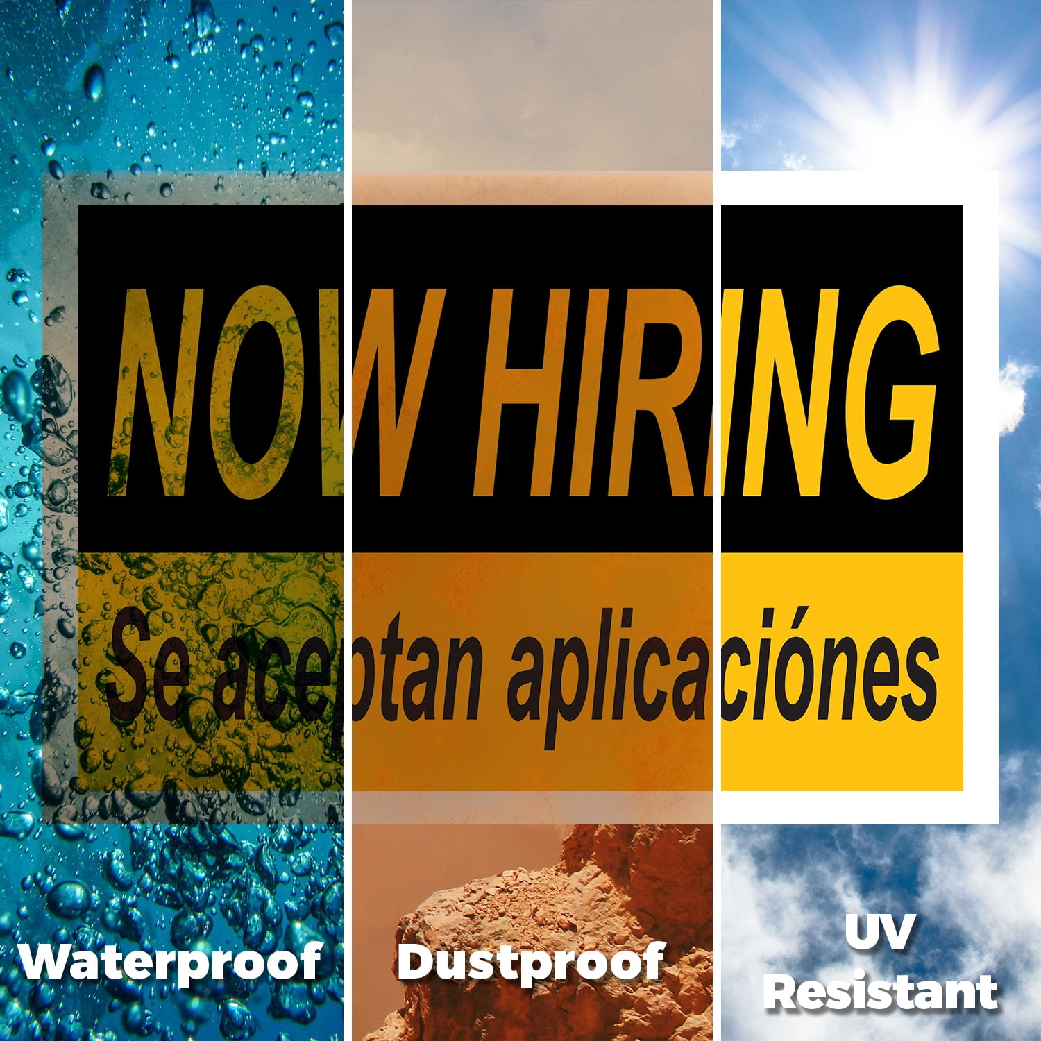 Now Hiring se Aceptan Aplicaciones Yard Sign 12 Inch x 16 Inch Single Sided Weatherproof Heavy-Duty Plastic with Stake | Spanish Recruitment Sign, Job Opportunities, Professional