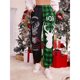 thumbnail image 2 of Pantalones de reno navideños para mujer Estampado a cuadros Cintura alta Algodón suave y agradable para la piel Pantalones navideños de poliéster para citas Navidad Verde L, 2 of 8