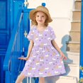 thumbnail image 6 of FORMRS Girls Short Sleeve Dress Summer Casual Round Neck A-line Beach Sundress, Sizes 2T-8T, Purple Cartoon Rabbit Pattern, 6 of 8
