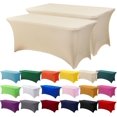 thumbnail image 1 of GFDYREE 2 Pack 6ft Stretch Spandex Champagne Table Cover for Standard Folding Tables - Universal Rectangular Fitted Tablecloth Protector for Wedding, Banquet and Party, 1 of 7