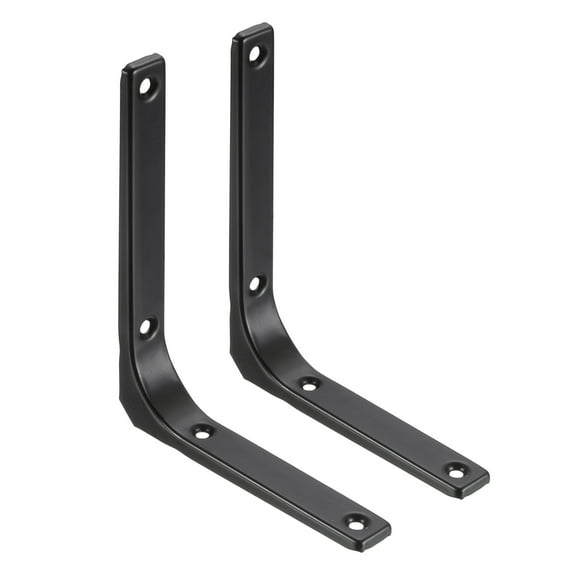 Uxcell 2Pcs Floating Shelf Brackets, 5 x 6 Inch Heavy Duty Wall Shelf Supports, Steel Joint Angle Brackets for Wood Shelves, Cabinets, Countertop Support, Black