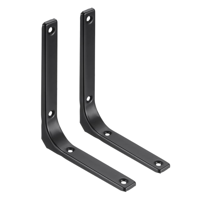 Uxcell 2Pcs Soportes de Estante Flotante, Soportes de Estante de Pared de Alta Resistencia de 5 x 6 Pulgadas, Soportes de Ángulo de Acero para Estantes de Madera, Armarios, Soporte de Encimera, Negro