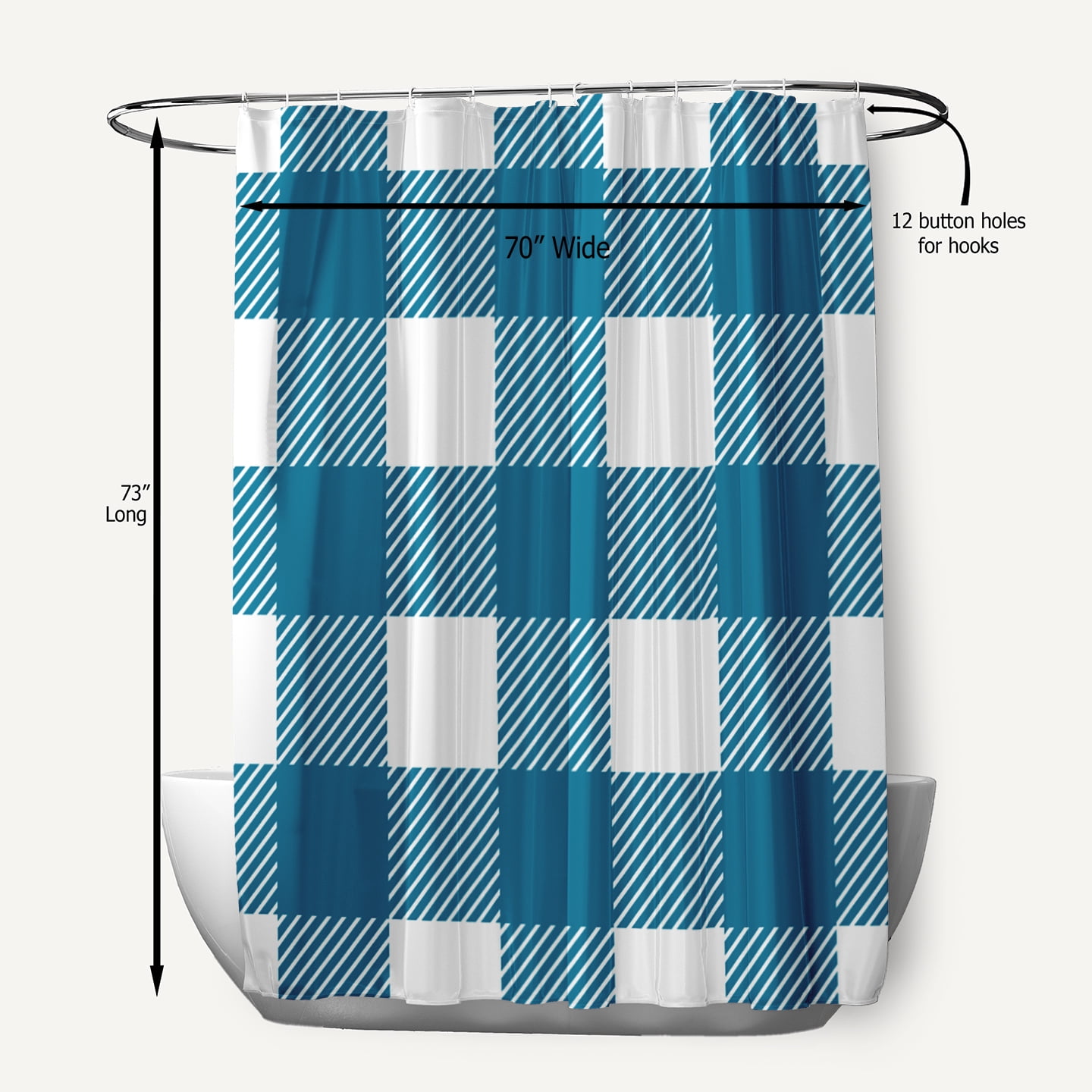Simply Daisy 70" W x 73" L Buffalo Plaid Polyester Shower Curtain, Unreal Teal [1 Ct]