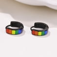 thumbnail image 5 of 1 Pair Pack Stainless Steel Rainbow Earrings Pierced Ear Clips For Men Black Gay Pride LGBT Fashion Jewelry, 5 of 5