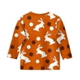 thumbnail image 4 of YOUYEDIAN Girls 3/4 Sleeve Easter Tops Kids 2026 Festival Cute Bunny Graphic Shirts Holiday Casual Funny Cotton Outfits (Orange, 9-10 Years), 4 of 4