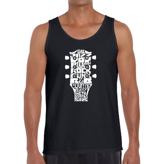 Men's Word Art Tank Top - Guitar Head Music Genres
