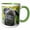 Green/White, variant on 3drose, Funny Portrait of Black Pug Dog Animal, 11oz Magic Transforming Mug