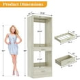 thumbnail image 3 of iSunirm 23.6'' Closet System, Freestanding Closet Organizer with Drawer, Hanging Rod & Pants Rack, Closet Storage Unit for Bedroom or Walk-in Closet, White Oak, 3 of 7