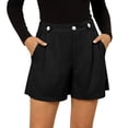 thumbnail image 2 of CFLVAEK Corduroy Shorts for Women Summer Casual Wide Leg Beach Vacation Shorts Comfy High Waisted Button Shorts with Pockets Black M, 2 of 7