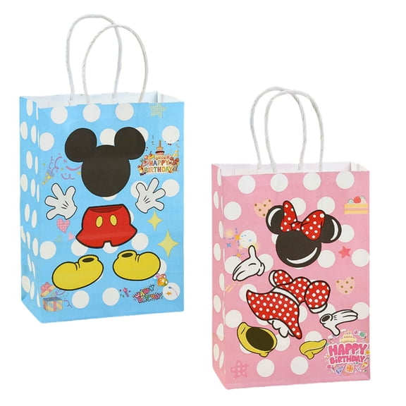 16 Pcs Mickey and Minne Party Gift Bags, Birthday party bags, Cartoon candy bags, Party Decoration Supplies(8.26"×5.9"×3.15")