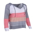 thumbnail image 4 of Chandails de Mode pour Femmes Manches Longues Hiver Automne Col en V Patchwork à Capuche Décontracté Ample Pull-Over Grande Taille, 4 of 10