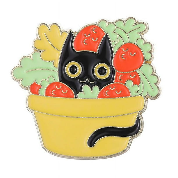 Broche con insignia YONGSHENG de la serie Black Cat And Plant tipo C