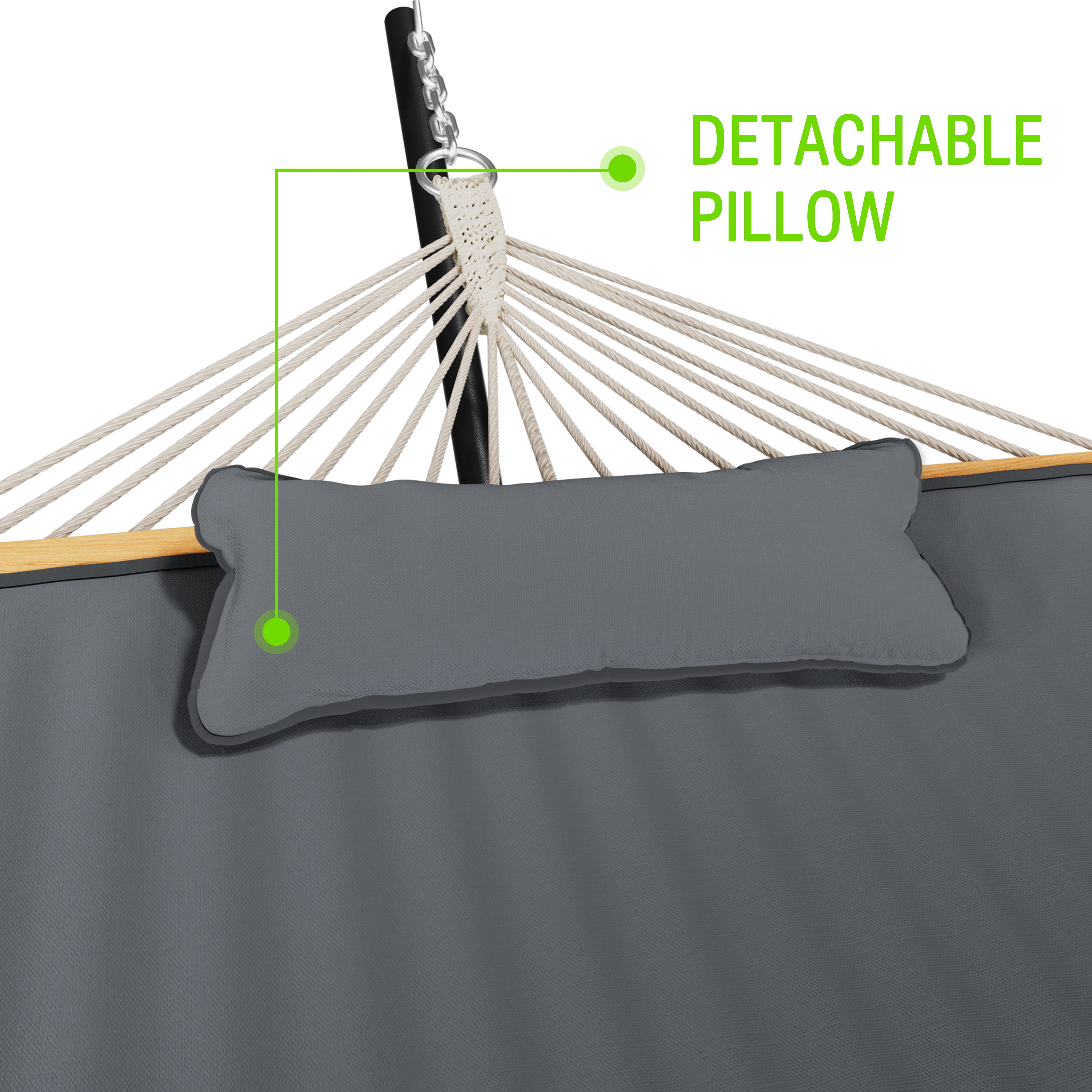 VEIKOUS 450LB Capacity Hammock W/ Metal Stand, Detachable Pillow and Pad for Outdoor, Gray