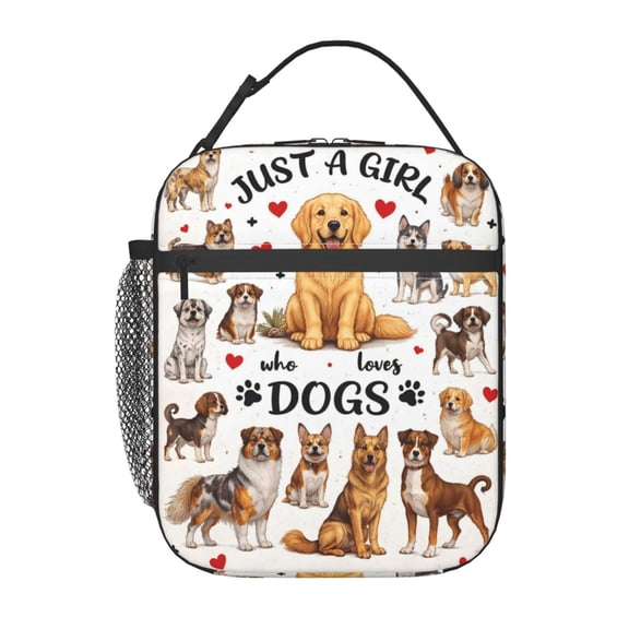 Cute Dog Breed Dog Lover Lunch Bag Portable Thermal Lunch Box for Men and Women