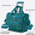 thumbnail image 4 of J World Womens Donna Rolling Carry-on Tote with Laptop Sleeve for Travel and Work, Mint Leopard, 4 of 9