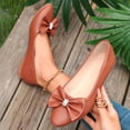 thumbnail image 6 of hoksml Women's Rhinestone Bow Ballet Flats, Round Toe Soft Leather Slip On Casual Walking Flat Shoes, 6 of 9