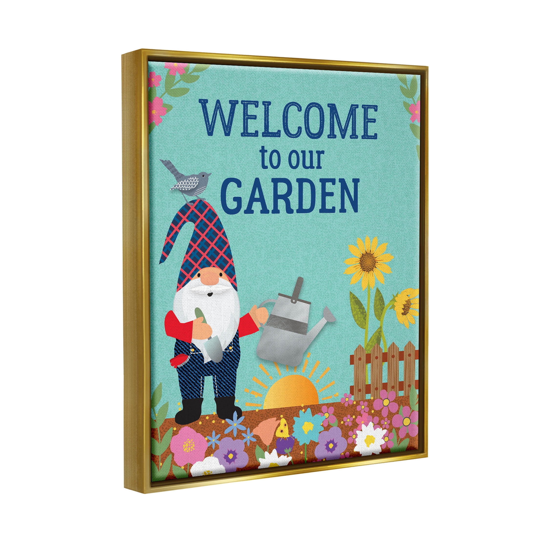 Welcome To Our Garden Phrase Fairy Tales & Fantasy Graphic Art Metallic Gold Framed Art Print Wall Art