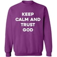 thumbnail image 2 of OXI Crewneck Sweatshirt - Keep Calm And Trust God, Basic Casual Sweatshirts for Men's and Women Fleece Sweatshirt Long Sleeve - Purple 3X-Large, 2 of 2