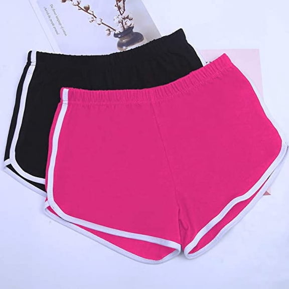 Women's sports cotton shorts Yoga fitness jogging casual beach pants red two-piece set