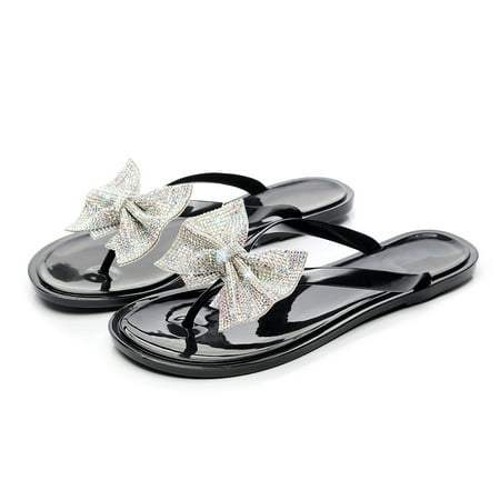 

Women Shiny for Rhinestone Bowknot Flip-Flops Jewelry Sequins Beach Flat Sandals