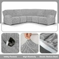 thumbnail image 3 of Eurhowing 5-Seater Reclining Sectional Couch Cover, 7-Piece Stretchable Jacquard Slipcover for L-shaped Recliner Sofas, Washable Furniture Protector, Light Gray, 3 of 11